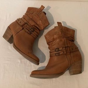 Steve Madden Leather Ankle Womens Boots 9.5 Tan